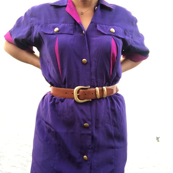 Vintage pink and purple dress with matching belt - Picture 5 of 6